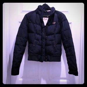 Hollister navy blue puffer coat